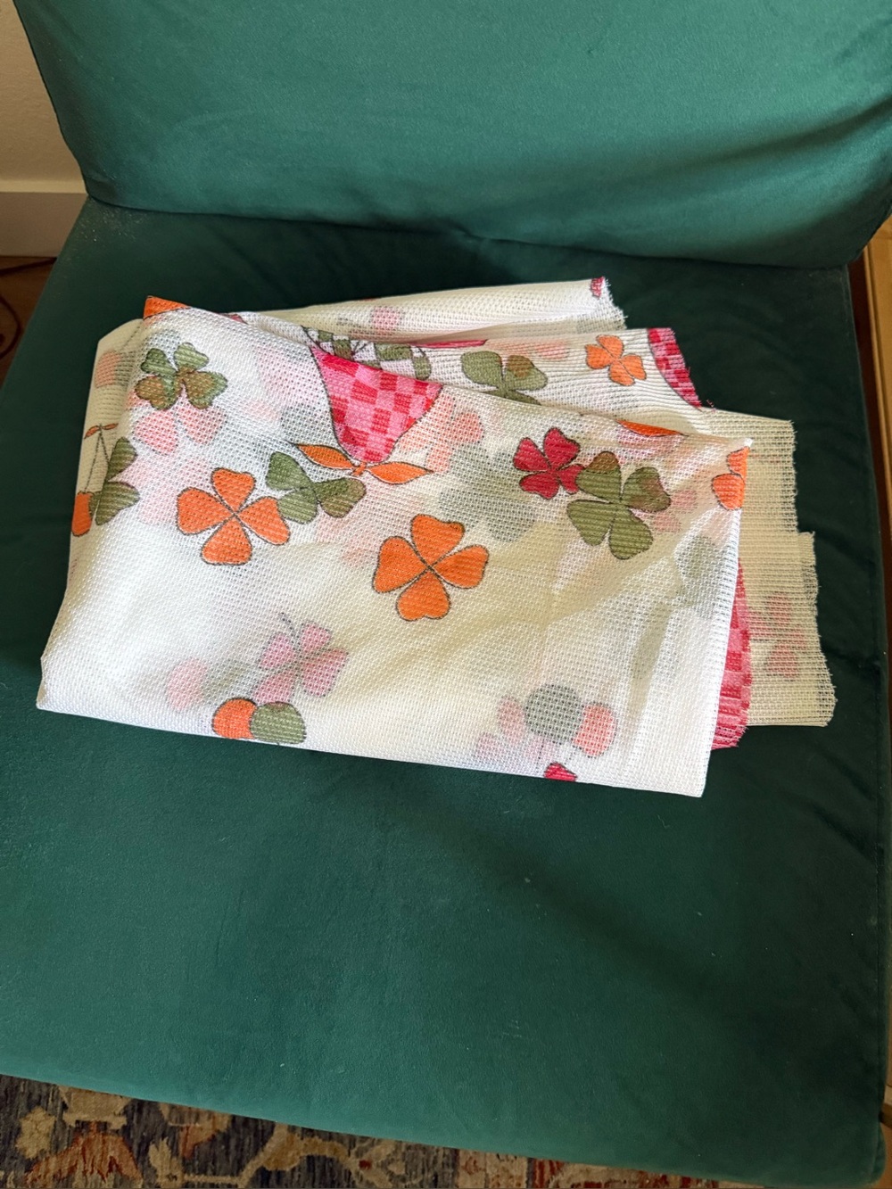 Material Fabric Fruit Print White Transparent